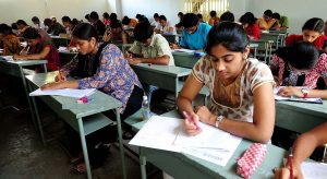 Students writing the Model EAMCET-2011 Examination organised by Eenadu at Lal Bahadur College Mehdipatnam in Hyderabad on 4th May, 2011.